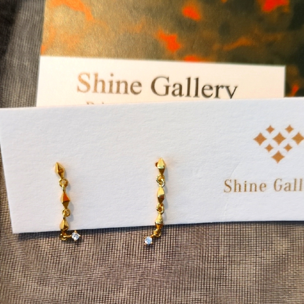 Shine Gallery Gold Drop Earrings Dainty Design